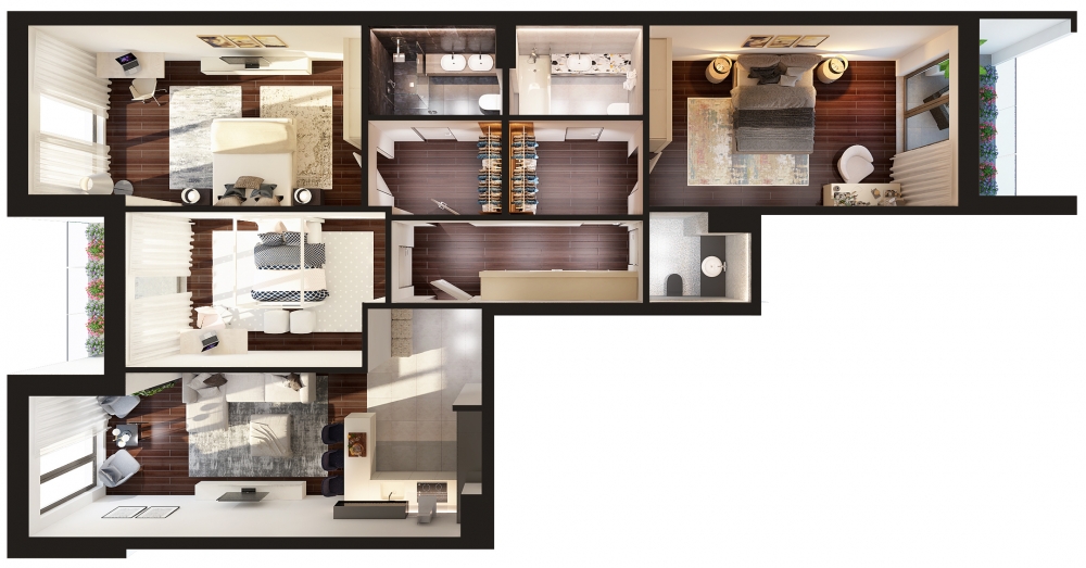 Kyiv Residence Apartment №13 - 137,10 m2 / 3 rooms / 3rd floor